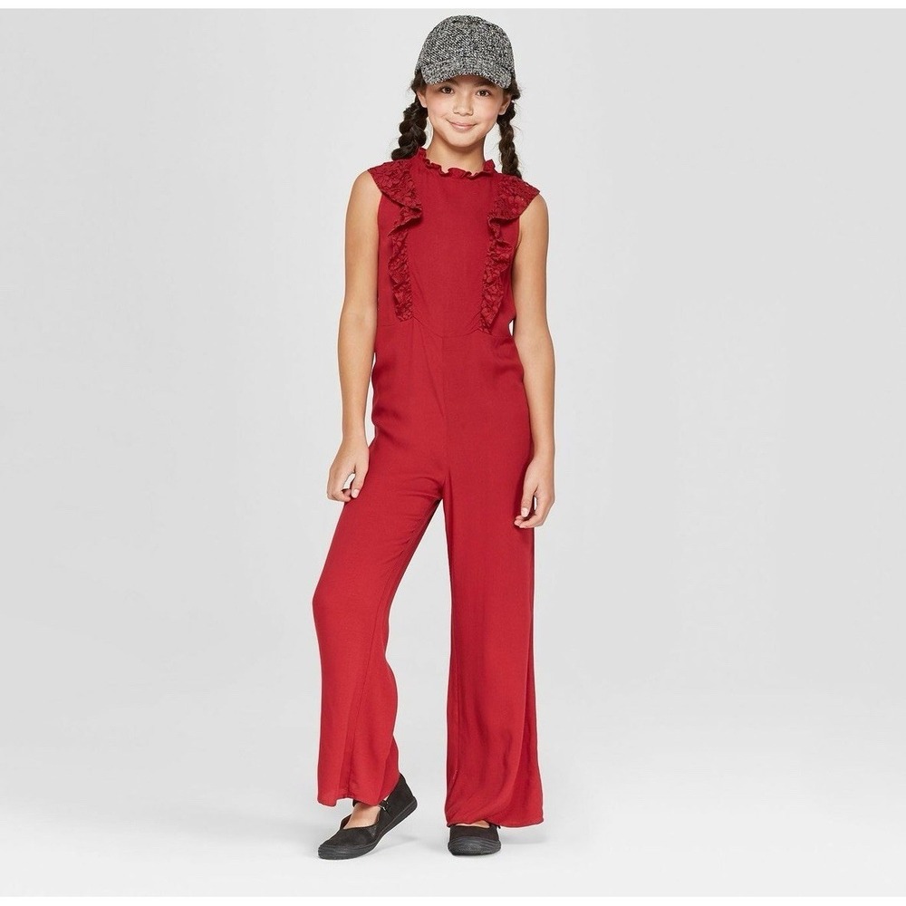 Art Class Girls Ruby Red Slipper Colored Jumpsuit Size XL‎ (14/16) NWT